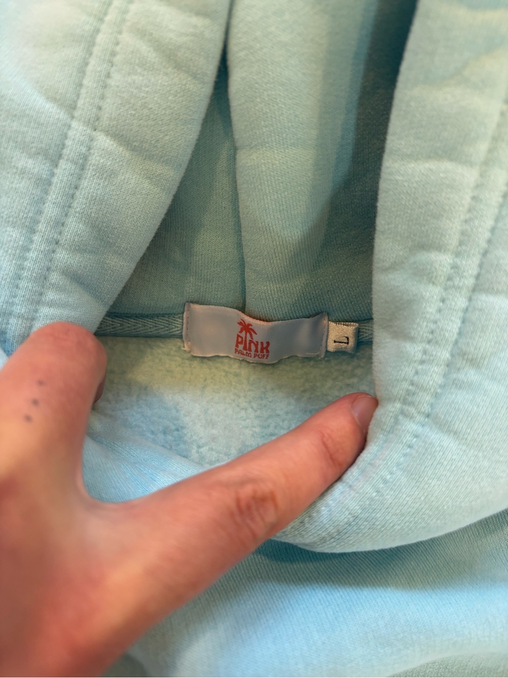 Light Blue Palm-Graphic Pullover Hoodie - Picture 4 of 5